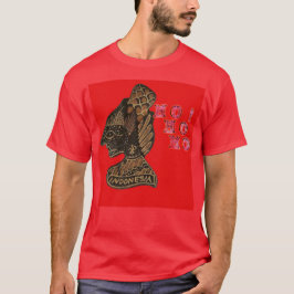 Indonesische Schaduwpop Hohoho Design op rood doek T-shirt