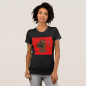 Indonesische Schaduwpop Hohoho Design op rood doek T-shirt (Voorkant volledig)