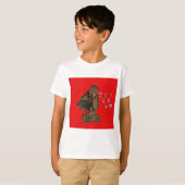 Indonesische Schaduwpop Hohoho Design op rood doek T-shirt (Voorkant volledig)