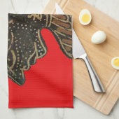 Indonesische Schaduwpop Hohoho Design op rood doek Theedoek (Quarter Fold)