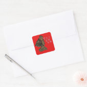 Indonesische Schaduwpop Hohoho Design op rood doek Vierkante Sticker (Envelop)