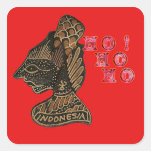 Indonesische Schaduwpop Hohoho Design op rood doek Vierkante Sticker