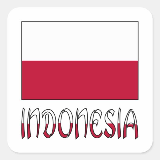 Indonesische vlag en Indonesië Vierkante Sticker (Voorkant)