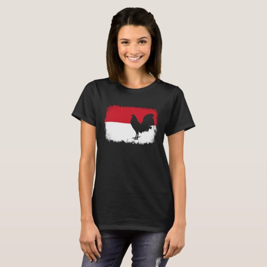  Indonesische vlag haan T-shirt (Voorkant volledig)