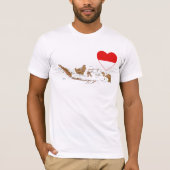 Indonesische vlag — Hart en kaart T-Shirt (Voorkant)