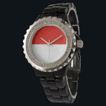 Indonesische vlag horloge<br><div class="desc">Een ideaal geschenk voor al diegenen die patriottisch zijn van hun land!</div>