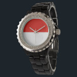 Indonesische vlag horloge<br><div class="desc">Een ideaal geschenk voor al diegenen die patriottisch zijn van hun land!</div>