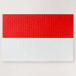 Indonesische vlag (Indonesië) Legpuzzel<br><div class="desc">Dit ontwerp is voorzien van de nationale vlag van Indonesië, een eilandstaat in Zuidoost-Azië en Oceanië, tussen de Indische en de Stille Oceaan. Het land is momenteel het veertiende land ter wereld, waar bijna 300 miljoen mensen wonen, waardoor het het op drie na meest bevolkte land ter wereld is. Het...</div>