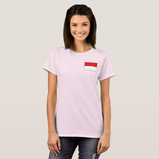 Indonesische vlag + kaart T-shirt (Voorkant volledig)