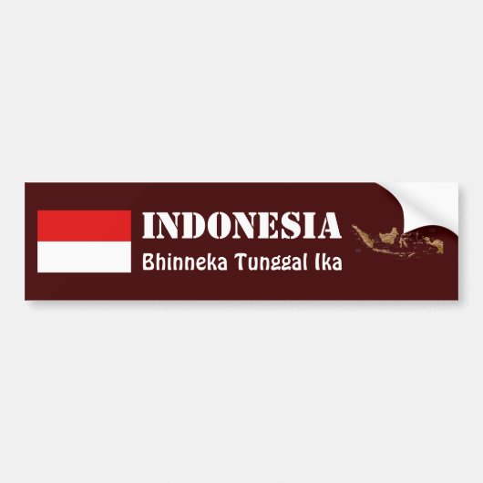 Indonesische vlag + kaartBumpersticker Bumpersticker (Voorkant)