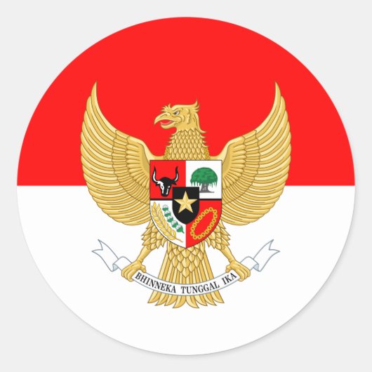 Indonesische vlag & Nationaal embleem, Indonesië Ronde Sticker (Voorkant)