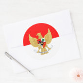 Indonesische vlag & Nationaal embleem, Indonesië Ronde Sticker (Envelop)