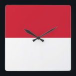 Indonesische vlag vierkante klok<br><div class="desc">Indonesisch vlaggenproduct. Het beste in kwaliteit.</div>