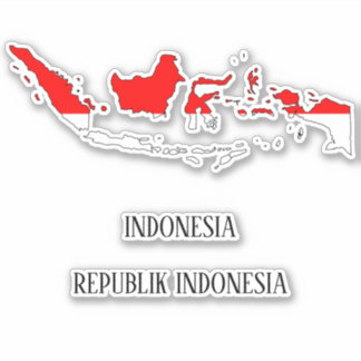 Indonesische vlaggenkaart sticker
