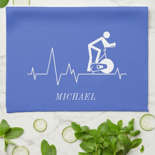 Indoor draaiende cyclus hartslag op maat theedoek (Gevouwen)