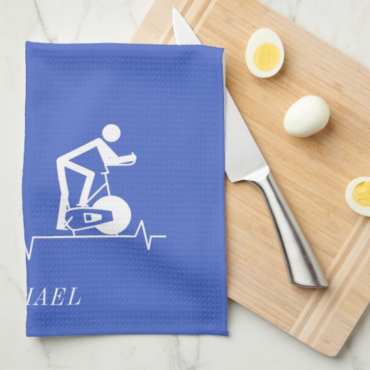 Indoor draaiende cyclus hartslag op maat theedoek (Quarter Fold)