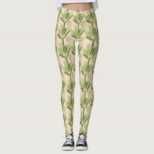 Indoor Oasis | Palmstructuurpatroon Leggings (Voorkant)