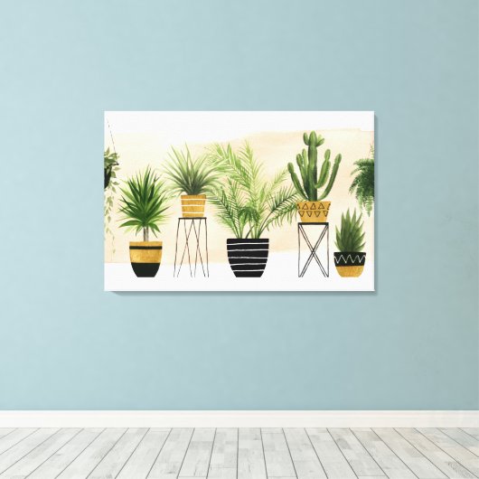Indoor Oasis | Plant Lineup Canvas Afdruk (Insitu (Houten vloer))