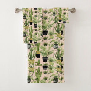 Indoor Oasis Plant Lineup Patroon Bad Handdoek