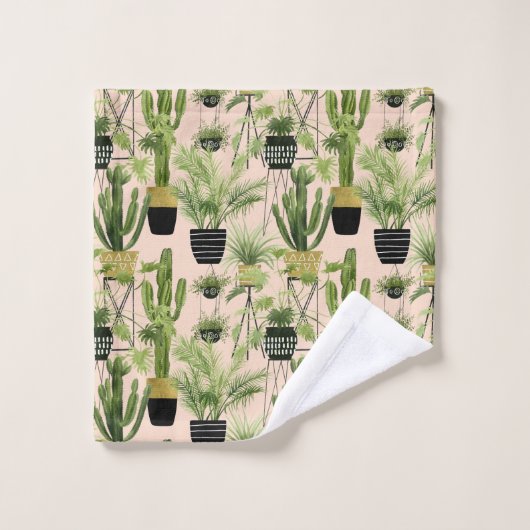 Indoor Oasis | Plant Lineup Patroon Bad Handdoek (Wasdoekje)