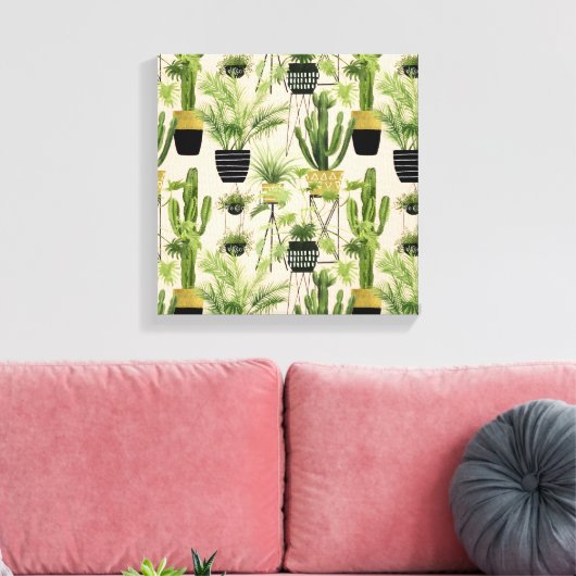 Indoor Oasis | Plant Lineup Patroon Canvas Afdruk (Insitu (Woonkamer))