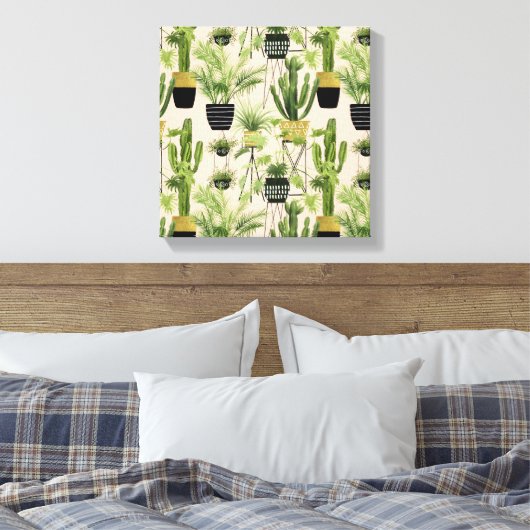 Indoor Oasis | Plant Lineup Patroon Canvas Afdruk (Insitu (Slaapkamer))