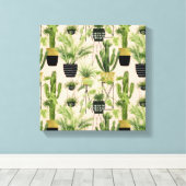 Indoor Oasis | Plant Lineup Patroon Canvas Afdruk (Insitu (Houten vloer))