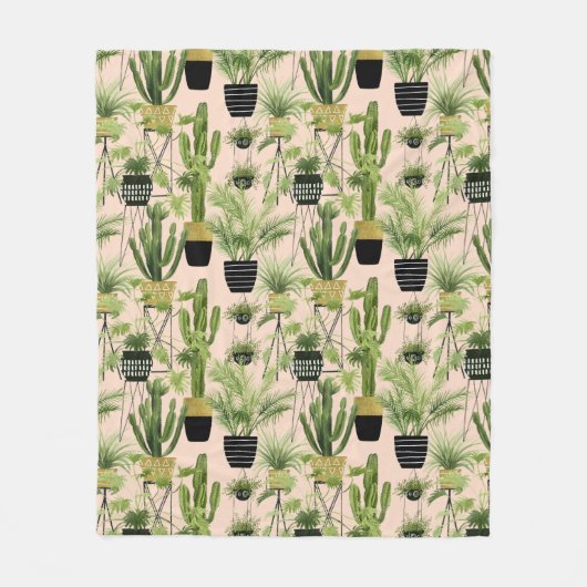 Indoor Oasis | Plant Lineup Patroon Fleece Deken (Voorkant)
