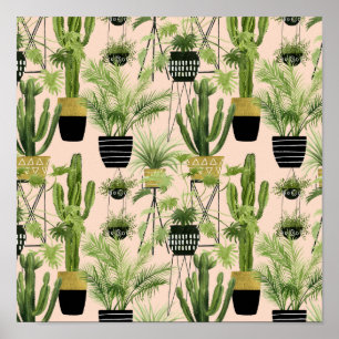 Indoor Oasis Plant Lineup Patroon Poster