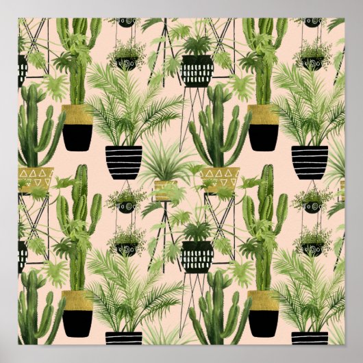 Indoor Oasis | Plant Lineup Patroon Poster (Voorkant)