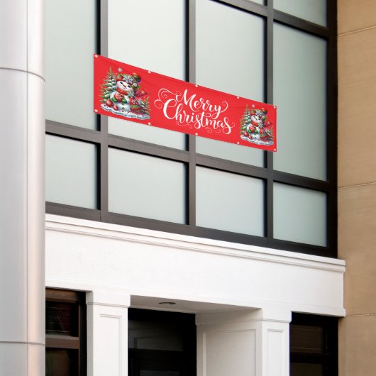 Indoor Outdoor Custom Banner-Merry Christmas Spandoek (Buitenkant Gebouw)
