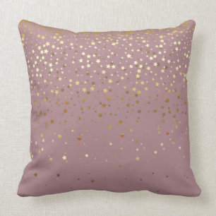 Indoor Petite Golden Stars Square Pillow-Mauve Kussen