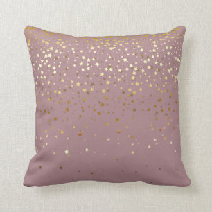 Indoor Petite Golden Stars Square Pillow-Mauve Kussen
