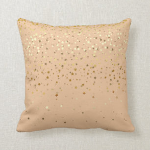 Indoor Petite Golden Stars Square Pillow-Peach Kussen