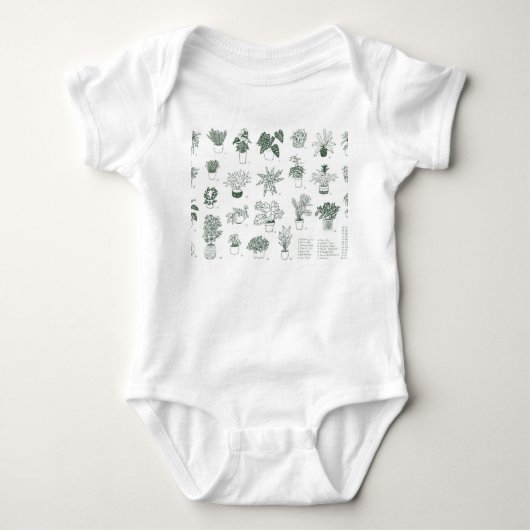 Indoor planten:  handgetekende set. romper (Voorkant)