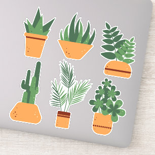 Indoor planten in potten. Botanische set van Sticker