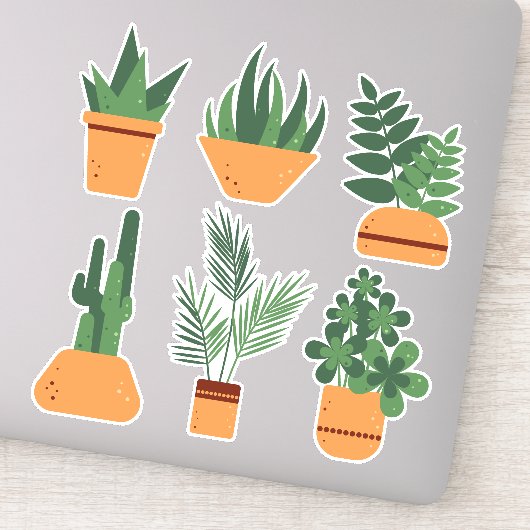 Indoor planten in potten. Botanische set van Sticker (Detail)