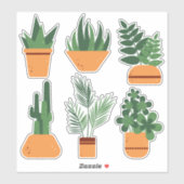 Indoor planten in potten. Botanische set van Sticker (Vel)