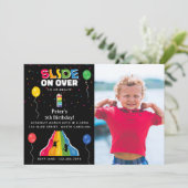 Indoor Slide Park Kids Playground Birthday Photo Kaart (Staand voorkant)