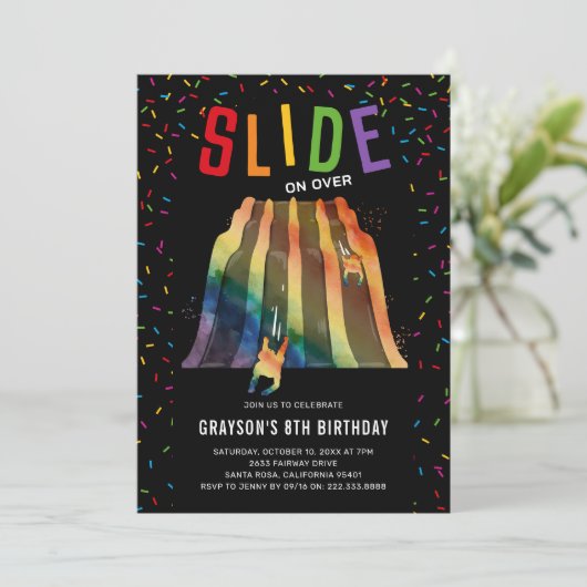 Indoor Slide Park Kids Verjaardagsfeest Kaart (Staand voorkant)