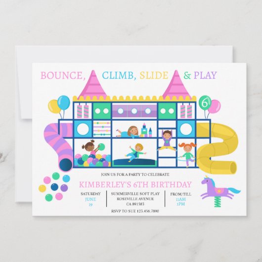 Indoor Speeltuin Verjaardagsfeestuitnodiging Kaart (Voorkant)