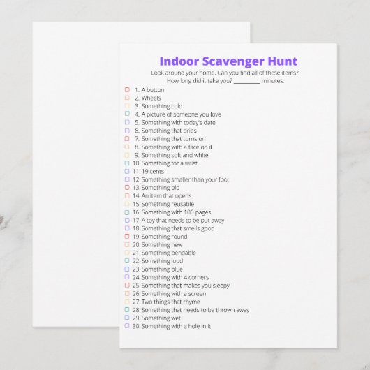 Indoor speurtocht kaart (Voorkant / Achterkant)