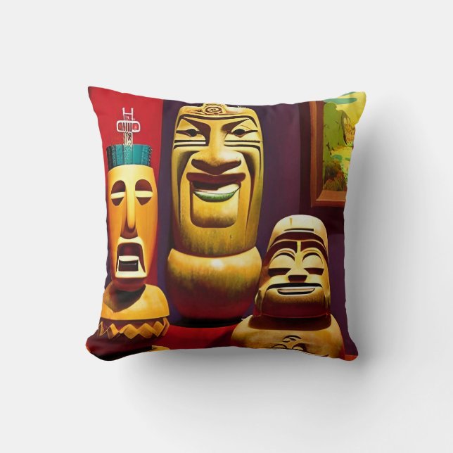 Indoor Tiki Leven Ken Gage Kunst Kussen (Voorkant)