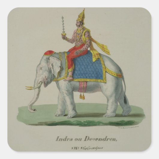 Indra, gegraveerd door Marlet et Cie (kleurenlitho Vierkante Sticker (Voorkant)