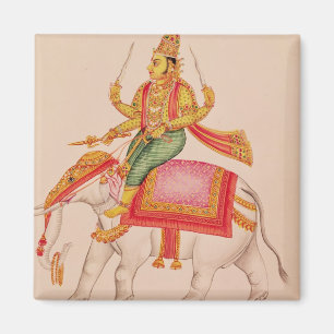 Indra, God van Stormen, die op een olifant rijdt Magneet
