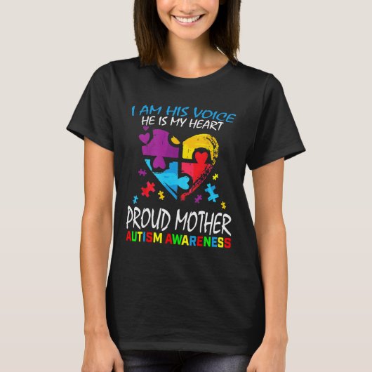 Indringende autisme moeder hart moeder puzzel stuk t-shirt (Voorkant)