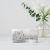 Indrukwekkend elegant meisje met bladfolie visitekaartje (Staand voorkant)