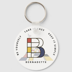 Indrukwekkend neoplasticisme Art Monogram. Brief B Sleutelhanger