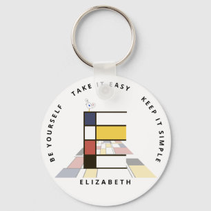 Indrukwekkend neoplasticisme Art Monogram. Brief E Sleutelhanger
