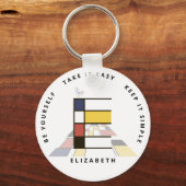 Indrukwekkend neoplasticisme Art Monogram. Brief E Sleutelhanger (Voorkant)